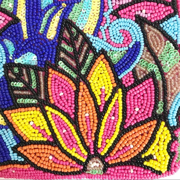 Bamboo Trading Company • Floral Beaded Clutch Pink - Picture 2 of 6